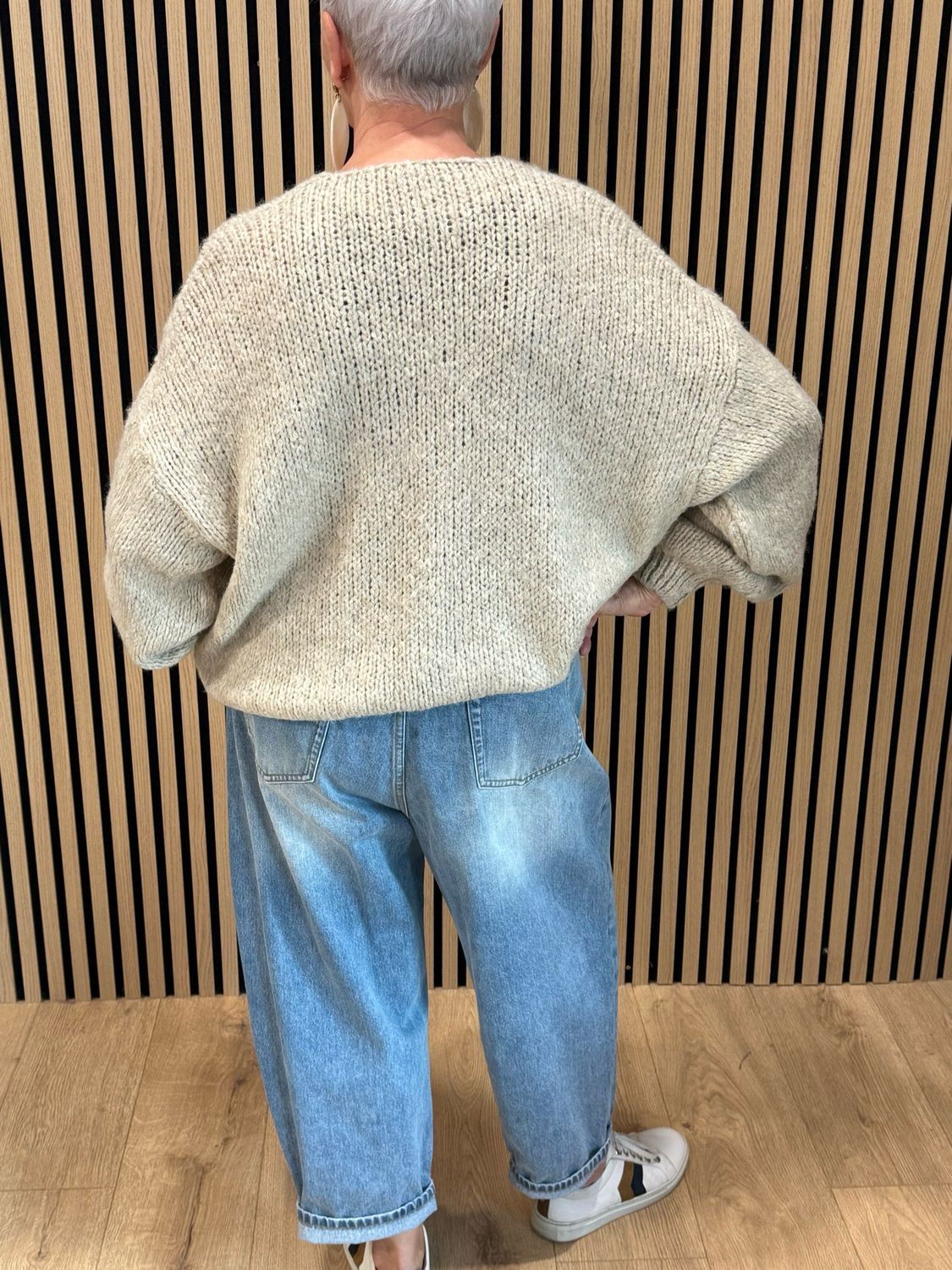 Relaxed Open Front Knit Cardigan- Taupe