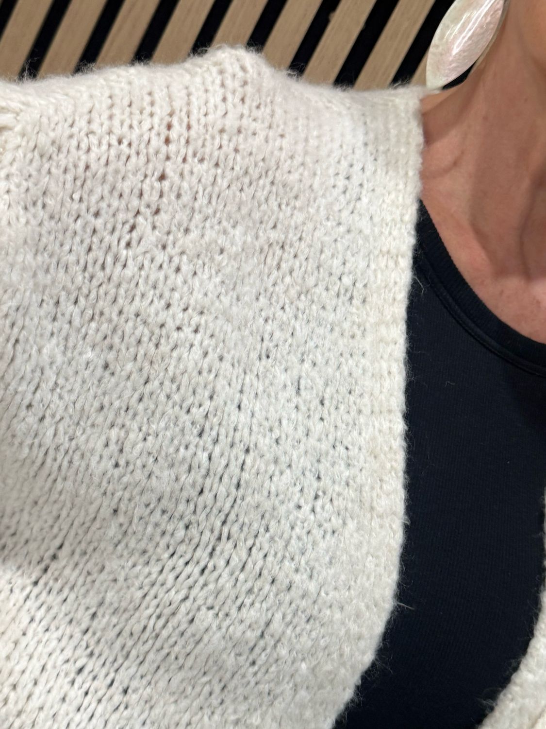 Tie Sleeve Open Knit Cardigan- Cream