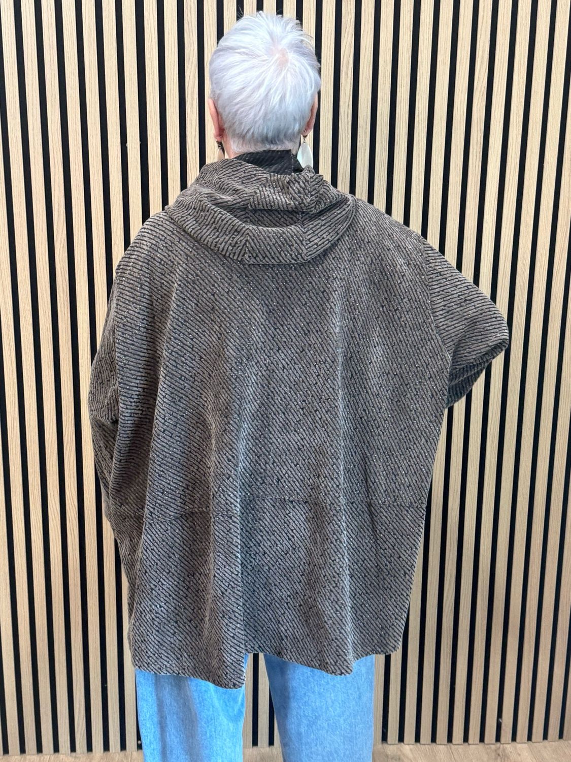 Shimmer Oversized Hooded Jacket - Chocolate