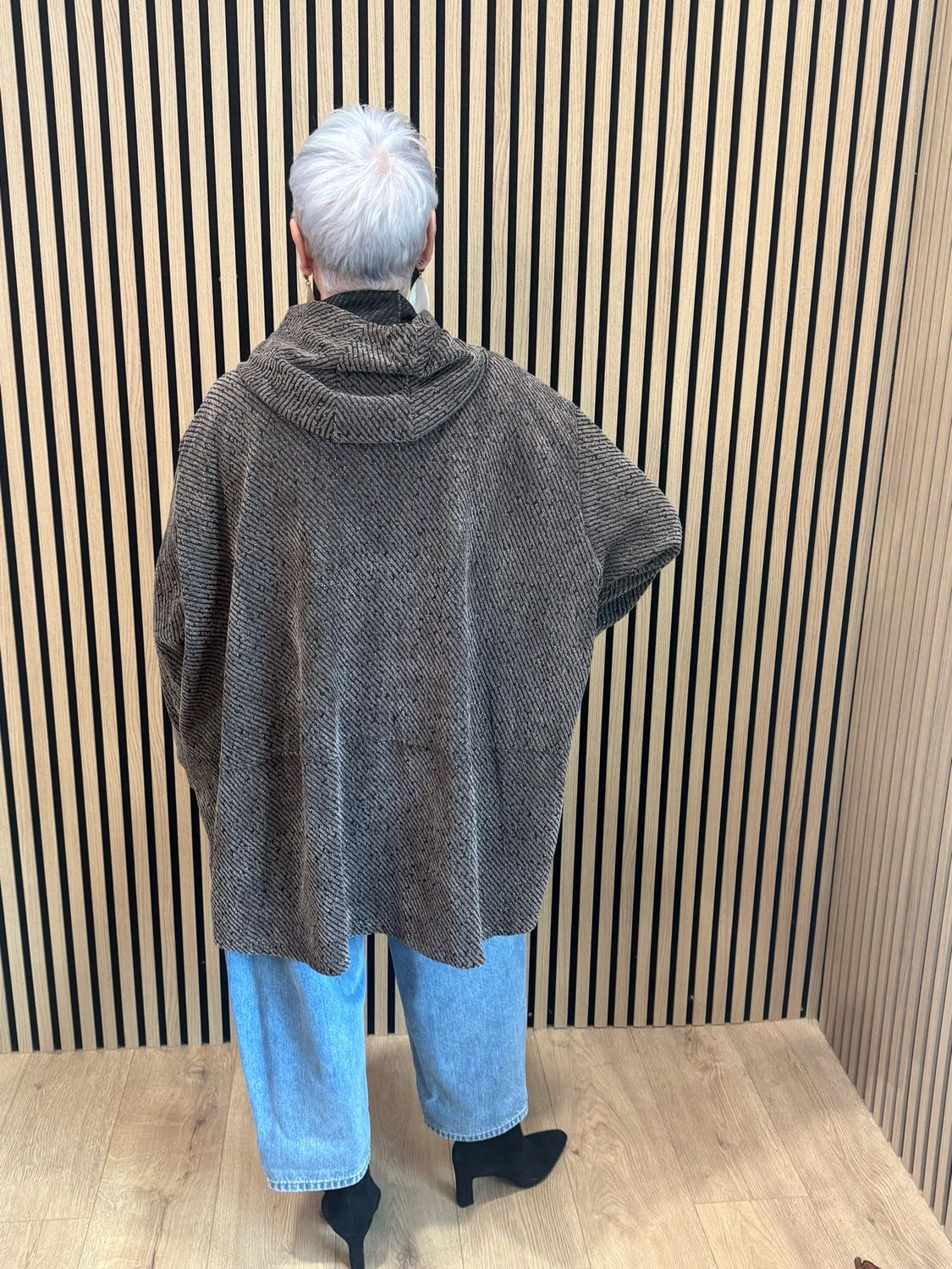 Shimmer Oversized Hooded Jacket - Chocolate
