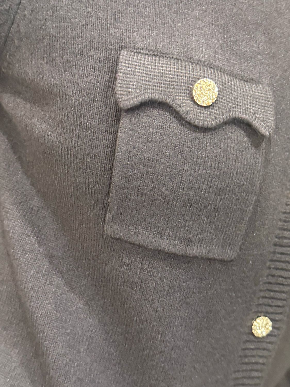Gold Button Detail Pocket Cardigan - Chocolate