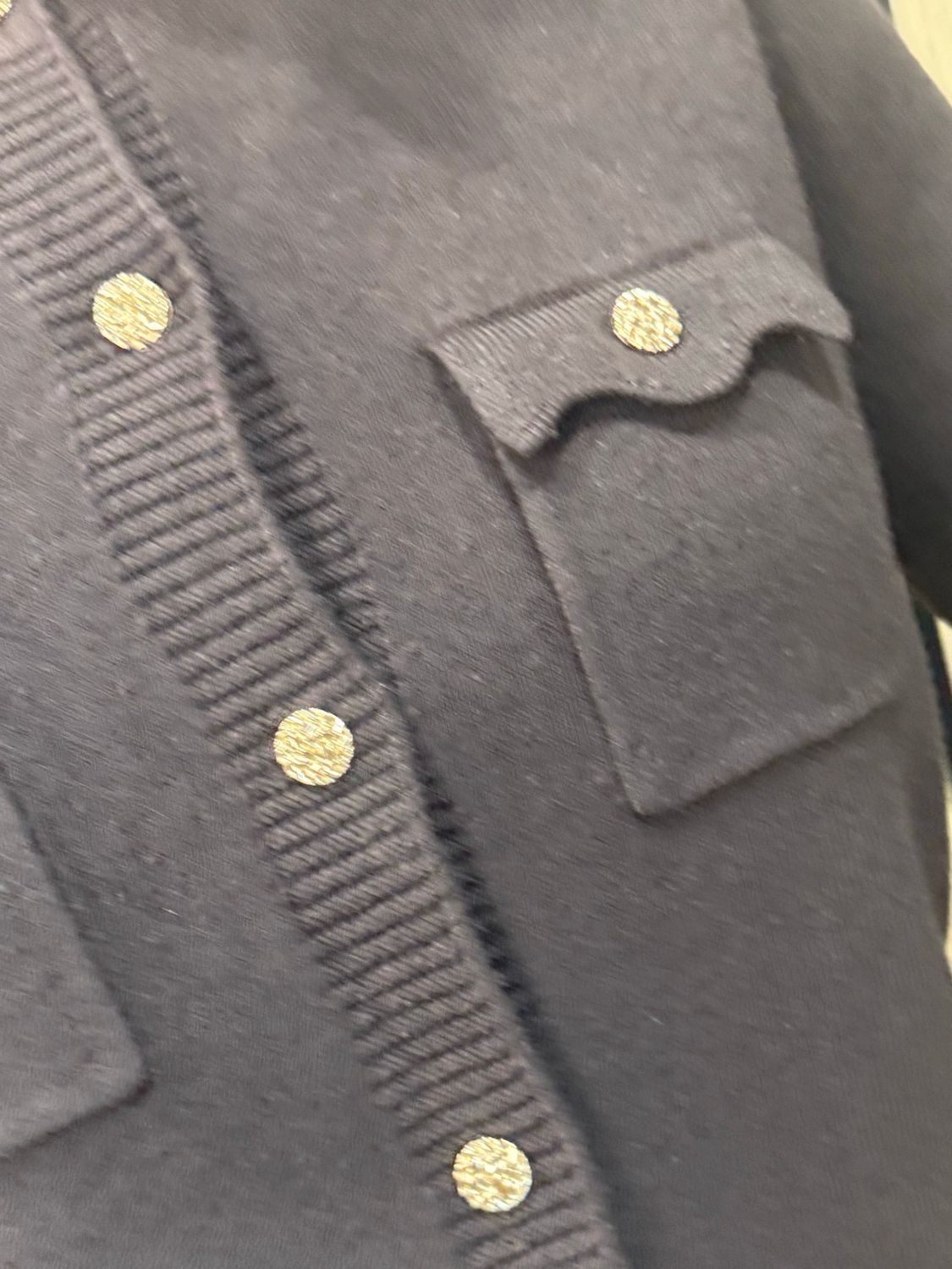 Gold Button Detail Pocket Cardigan - Chocolate