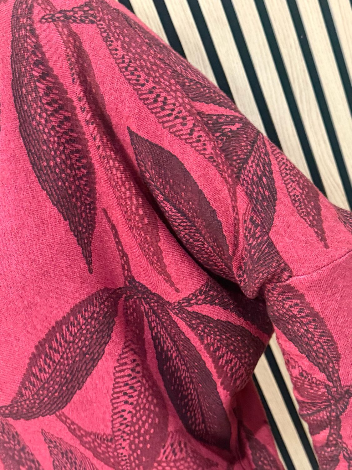 Leaf Print Soft Knit Jumper - Burgundy