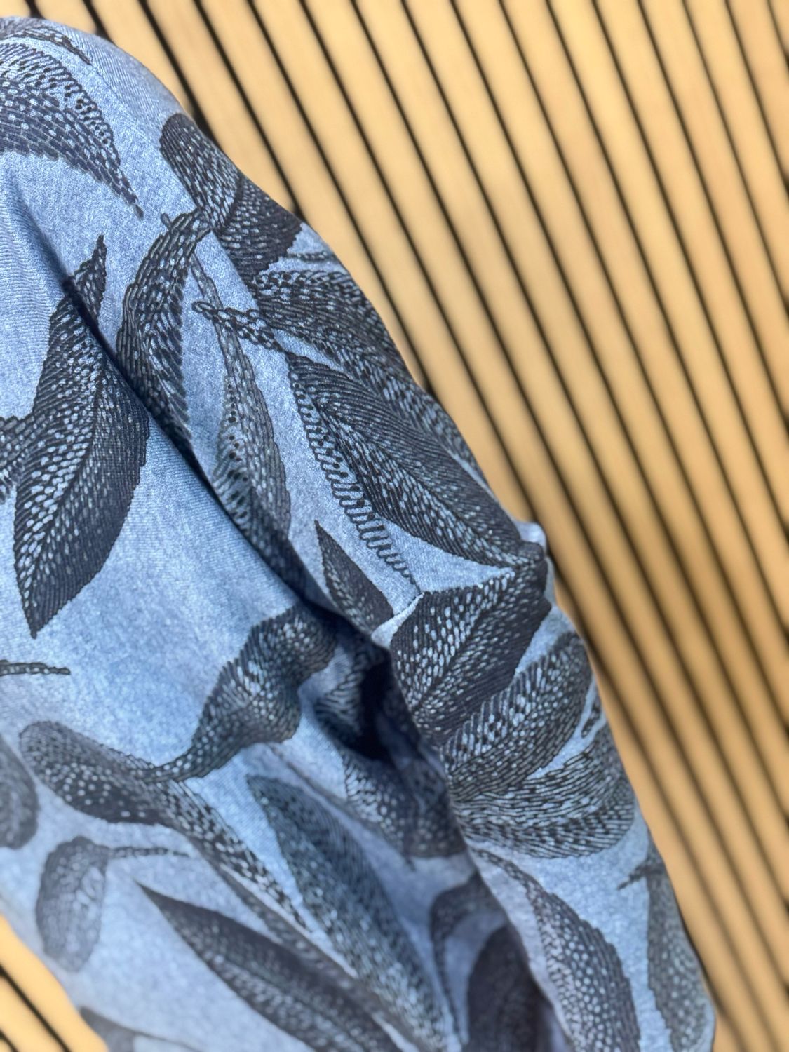 Leaf Print Soft Knit Jumper - Denim Blue