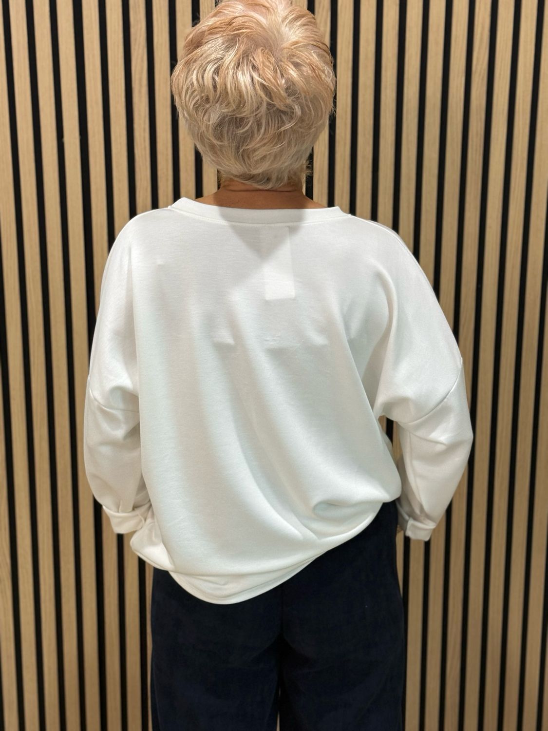 Abstract Leaf Print Tie Hem Sweatshirt - White