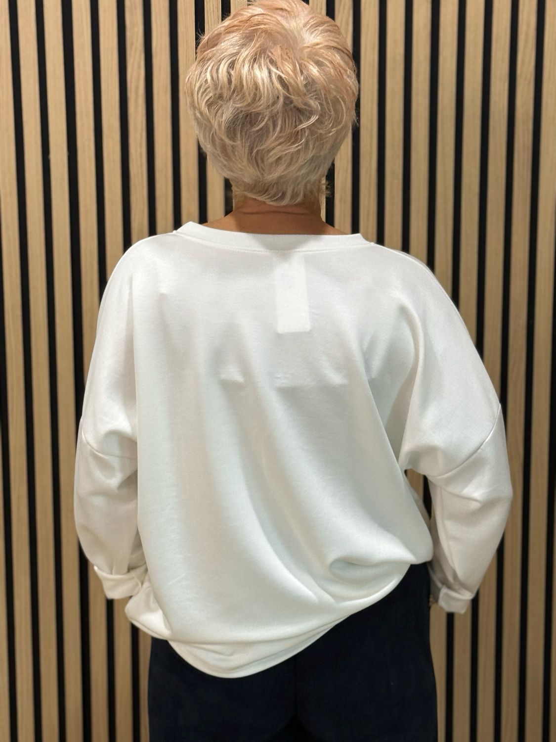 Abstract Leaf Print Tie Hem Sweatshirt - White