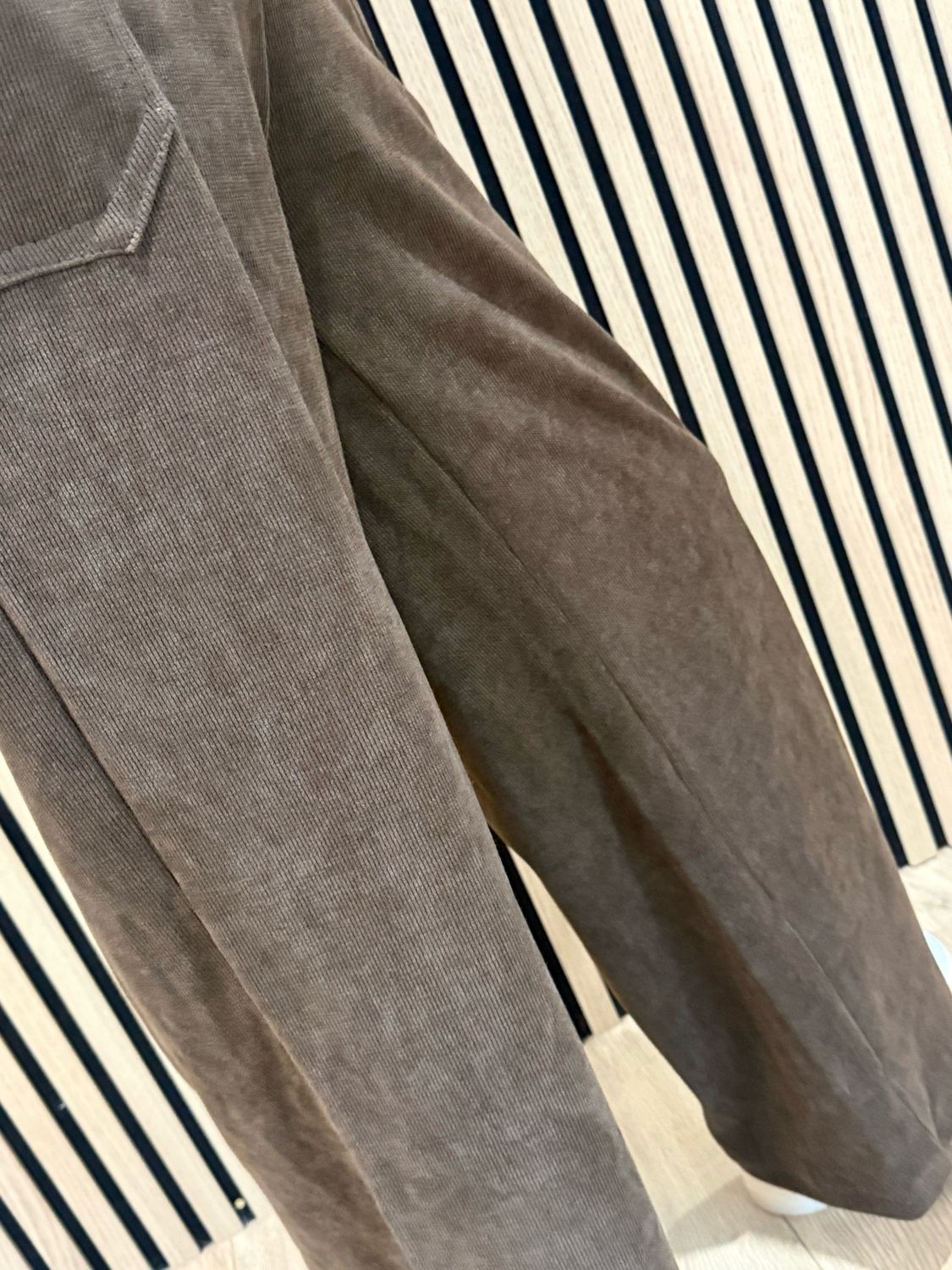 Cord Wide Leg Drawstring Trousers - Chocolate