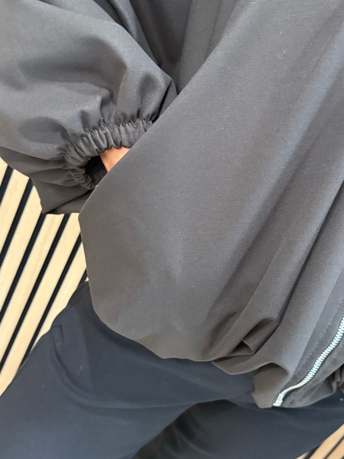 Ruched Front Zip Up Collared Jacket - Chocolate