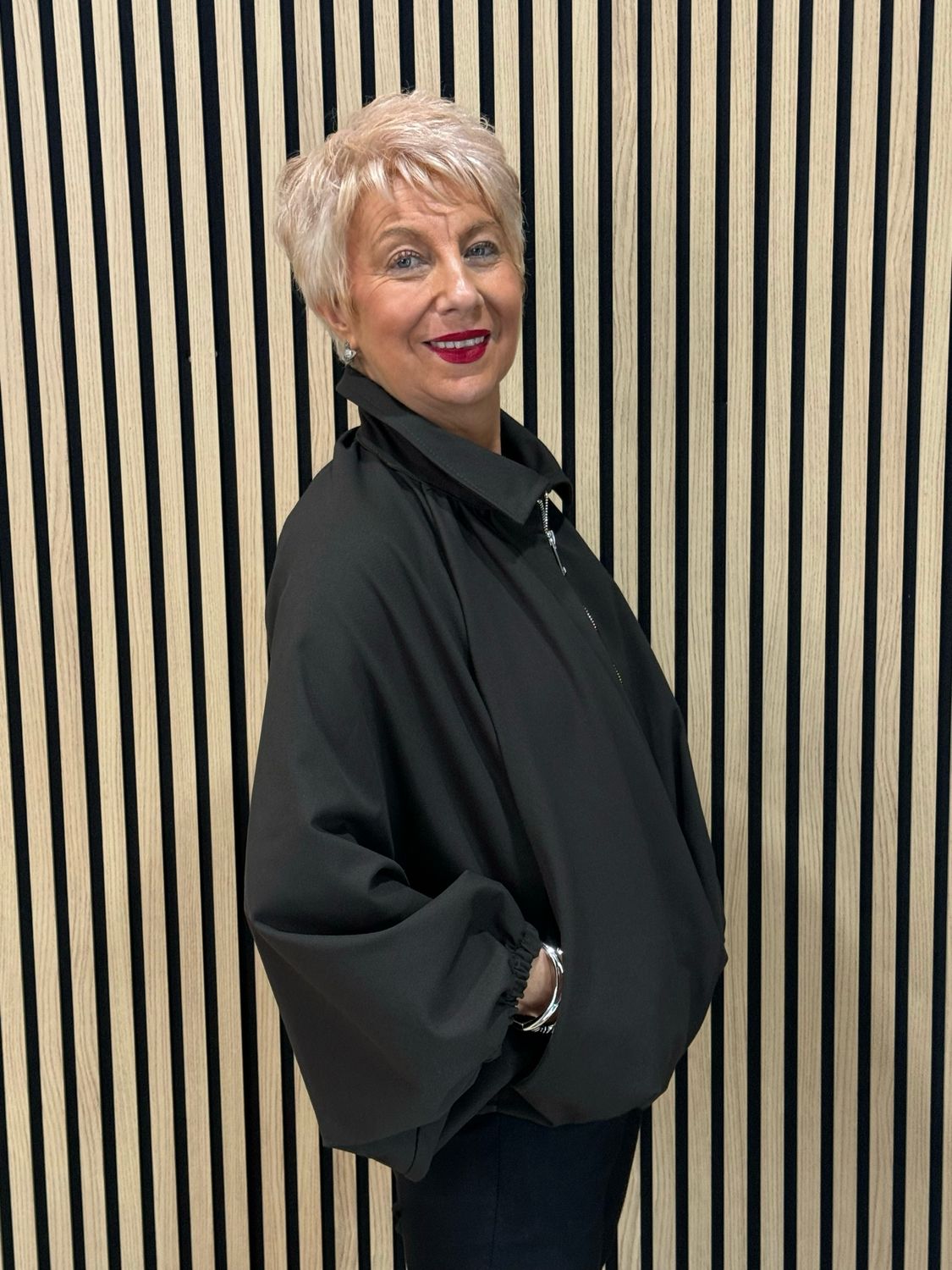 Ruched Front Zip Up Collared Jacket - Chocolate