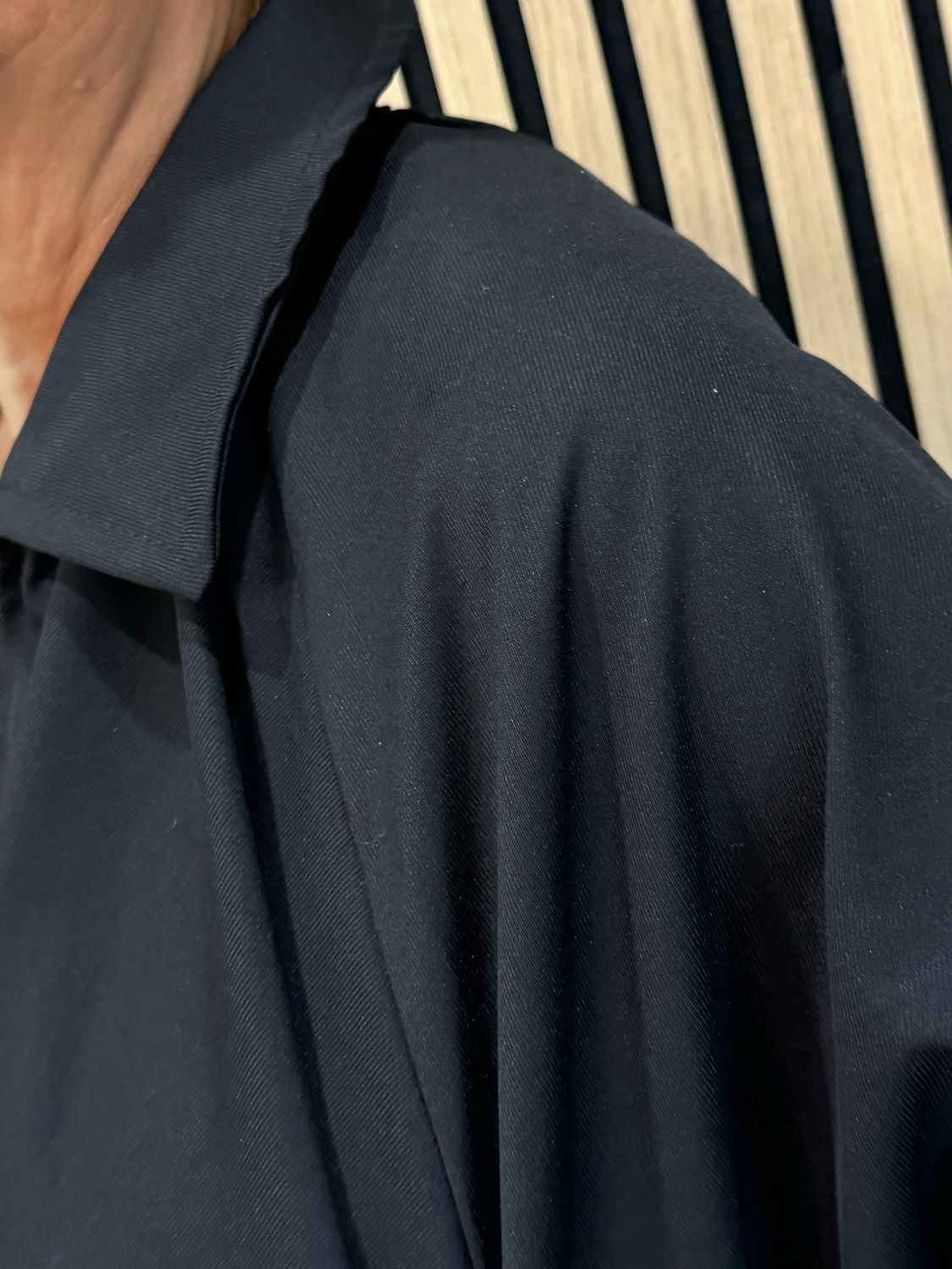 Ruched Front Zip Up Collared Jacket - Black