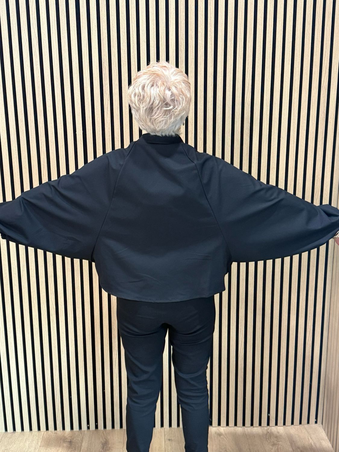 Ruched Front Zip Up Collared Jacket - Black