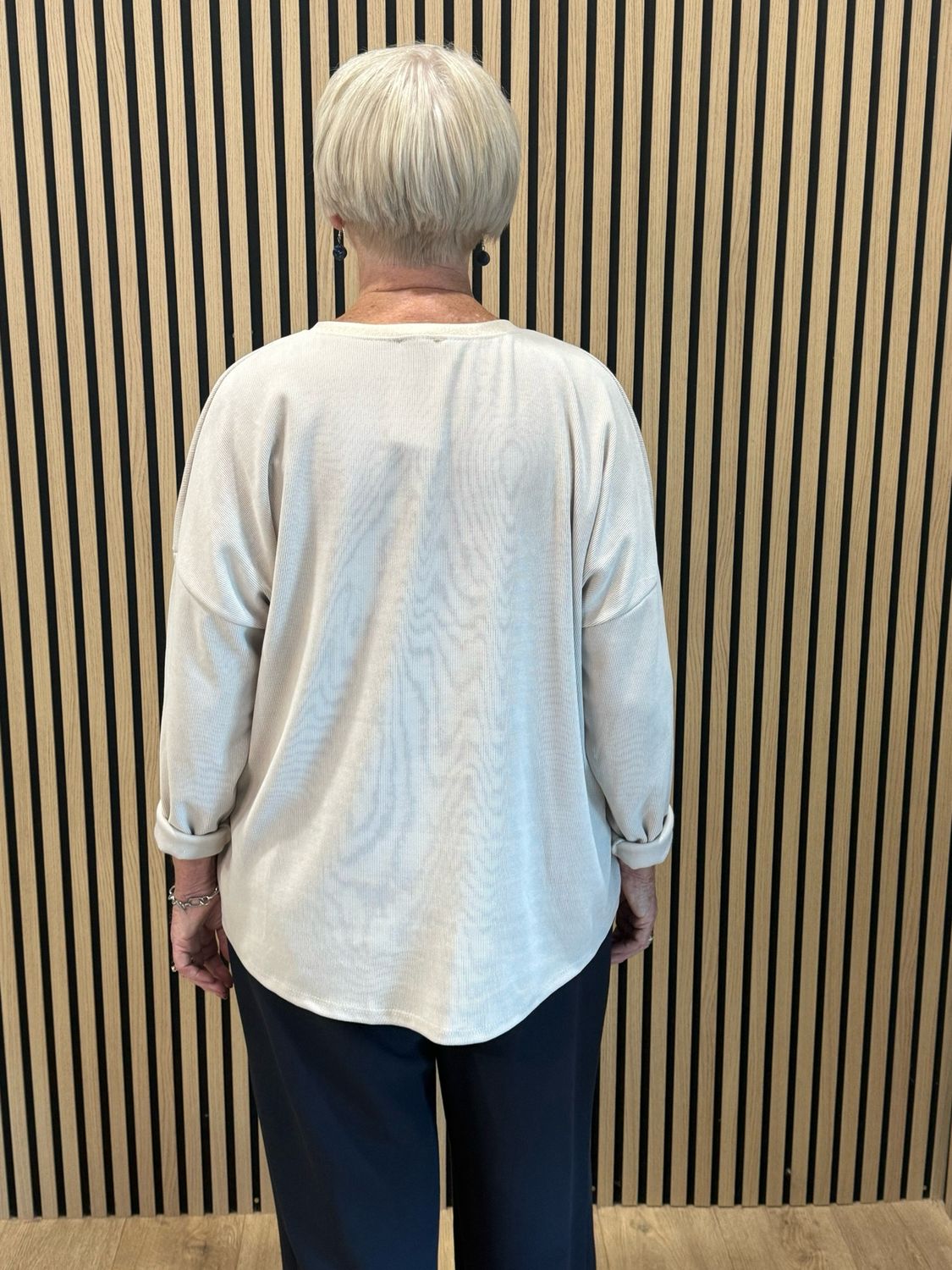 Diamanté Heart Oversized Jumper - Stone