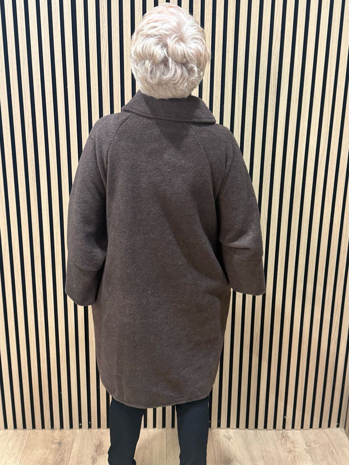 Oversized Button Detail Coat - Chocolate