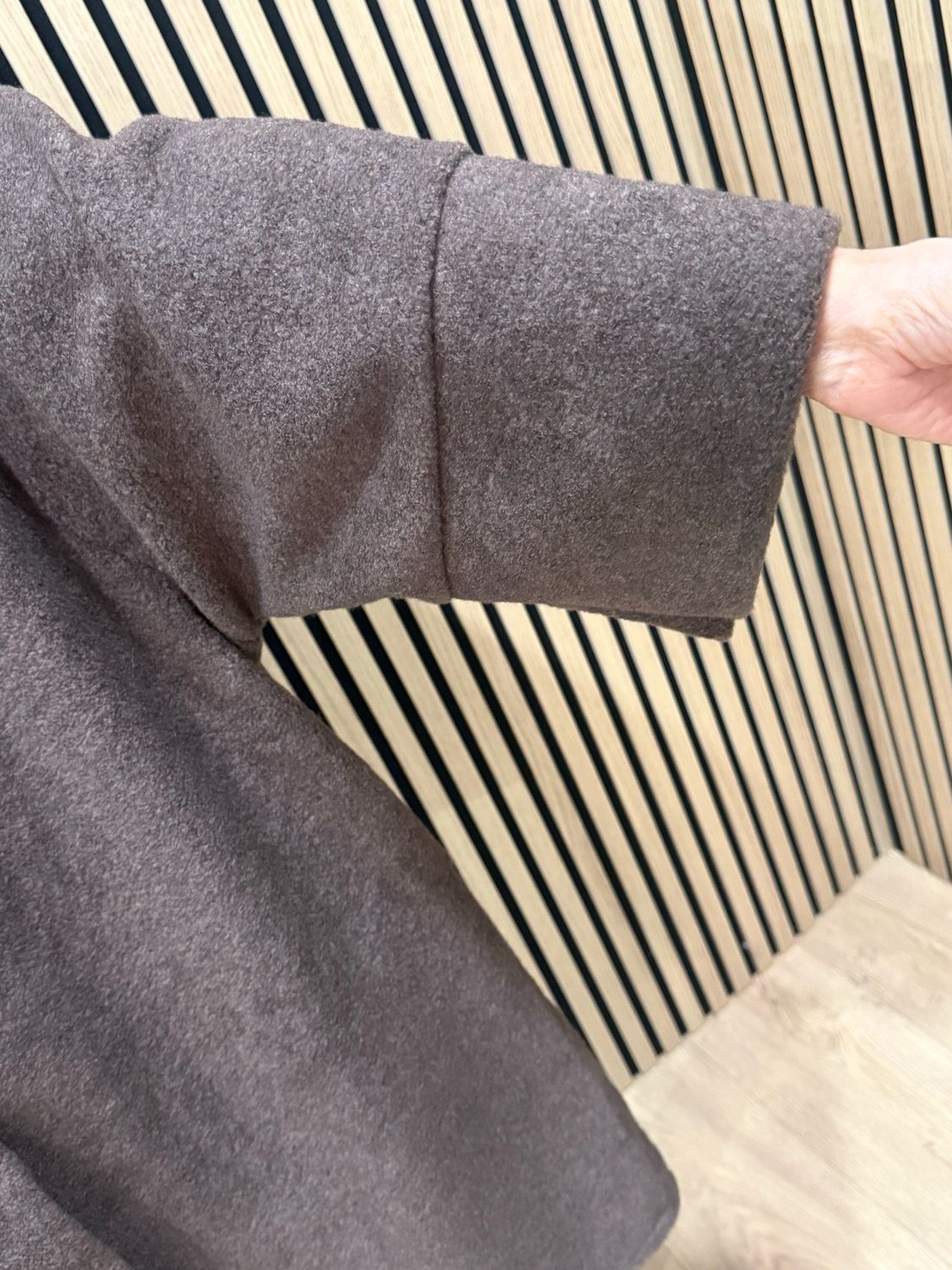 Oversized Button Detail Coat - Chocolate