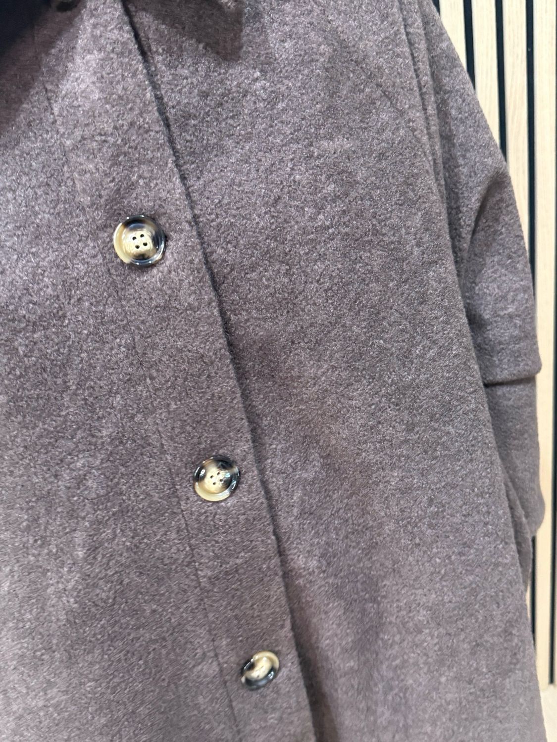 Oversized Button Detail Coat - Chocolate