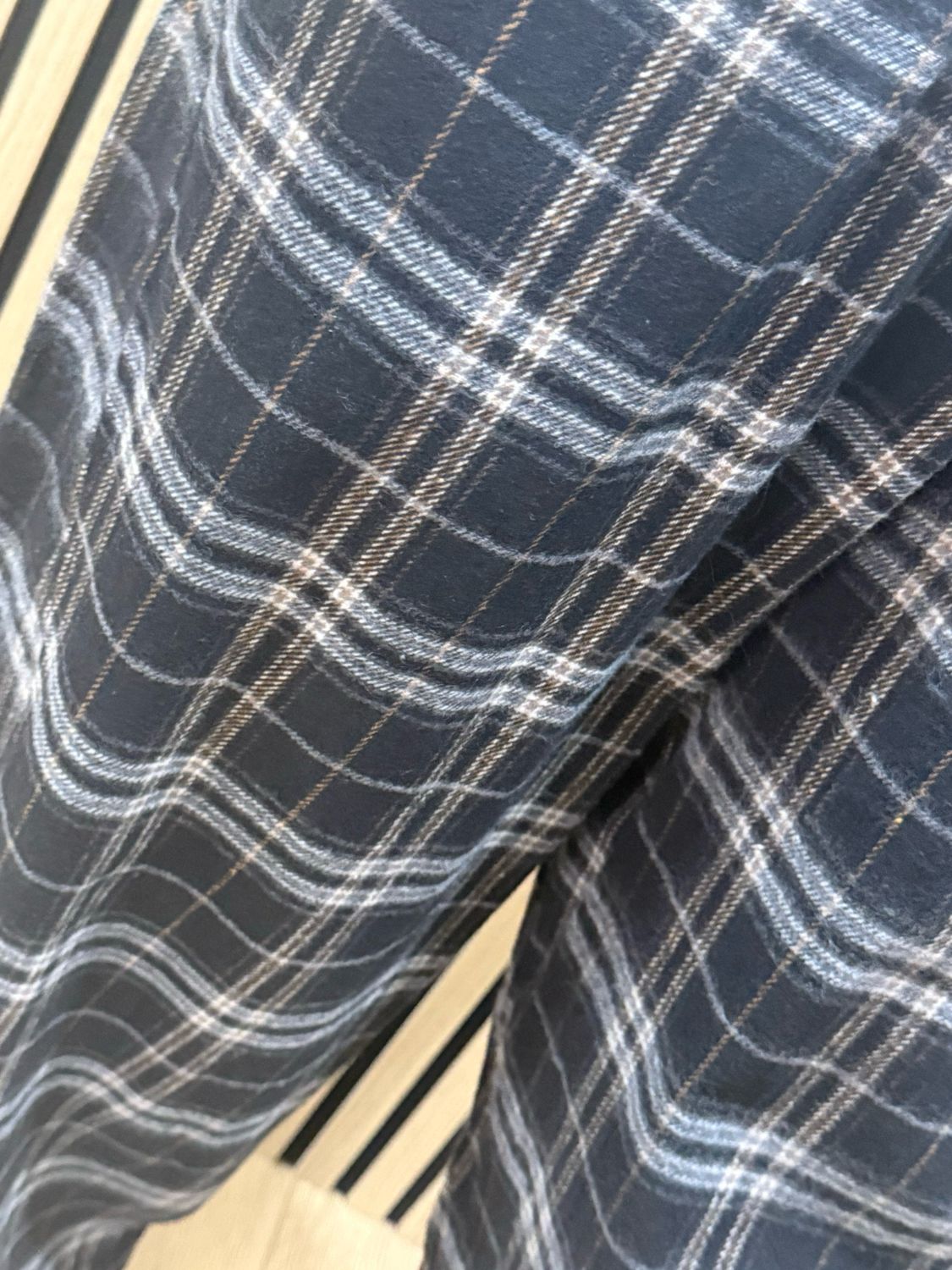 Checked Wide Leg Barrel Pants - Black/Grey