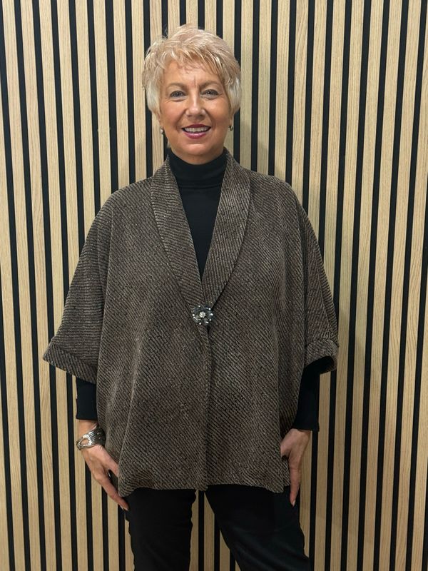 Sparkle Brooch Detail Jacket - Chocolate