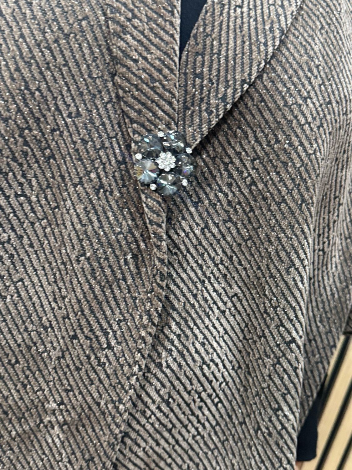 Sparkle Brooch Detail Jacket - Chocolate