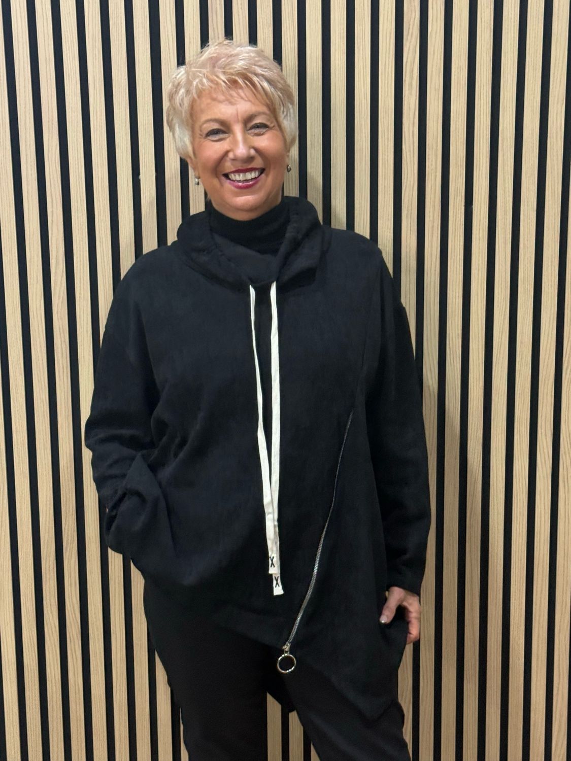 Asymmetric Zip Detail Jumper - Black