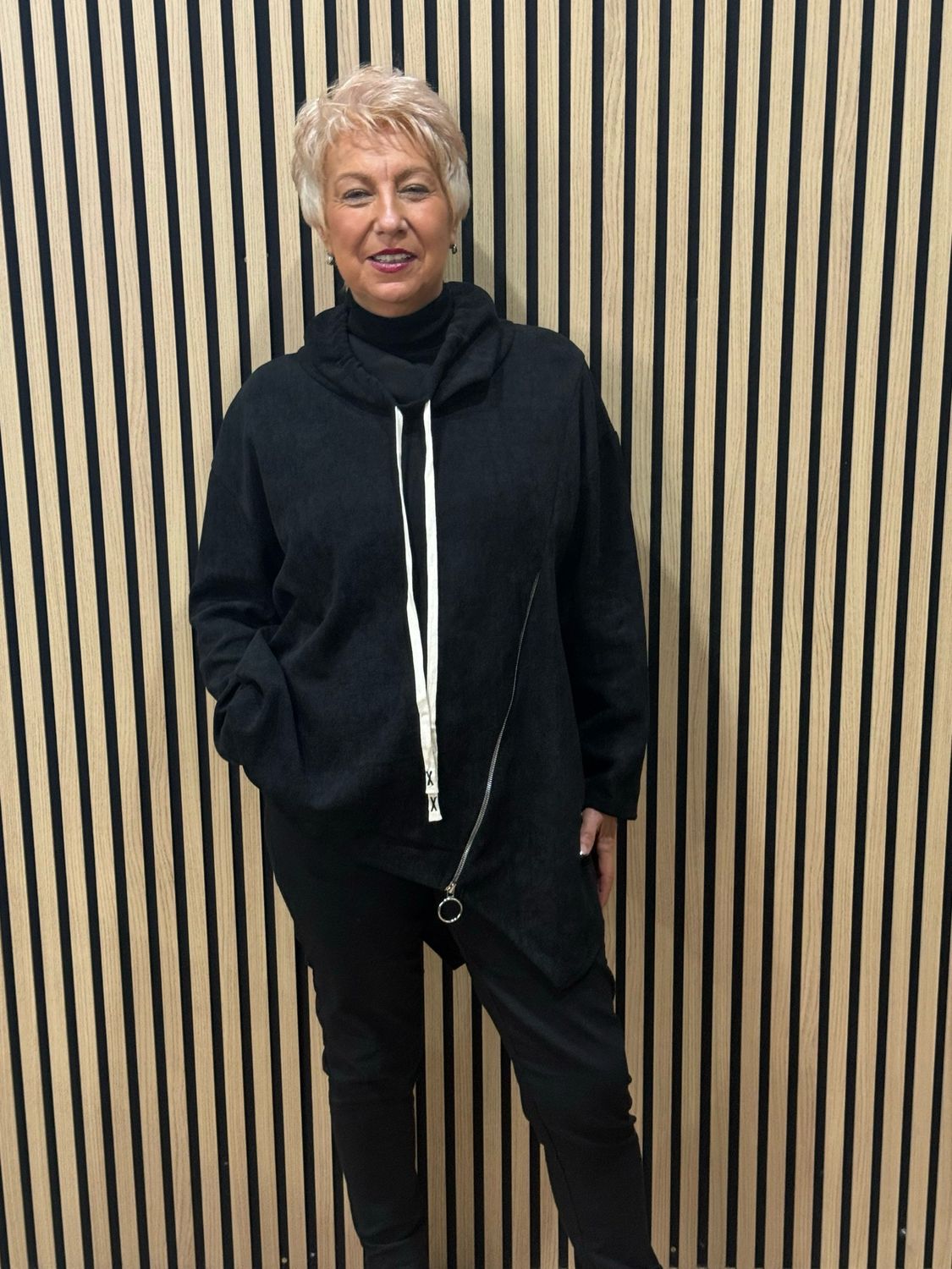 Asymmetric Zip Detail Jumper - Black