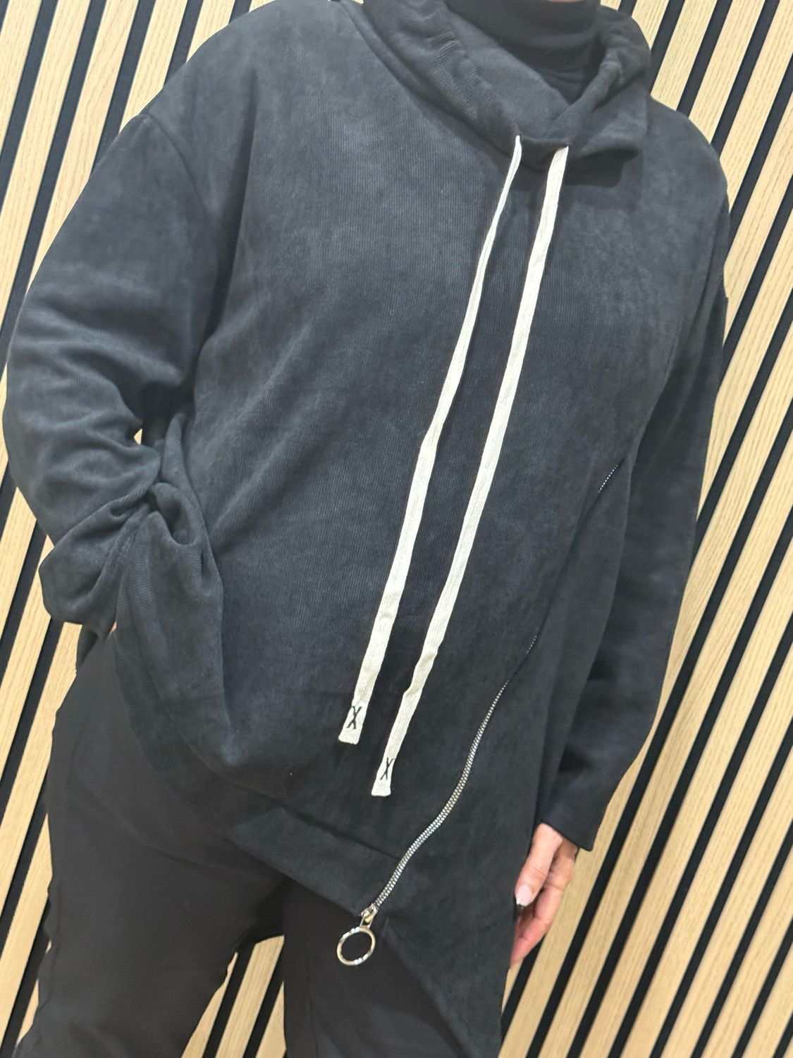 Asymmetric Zip Detail Jumper - Black