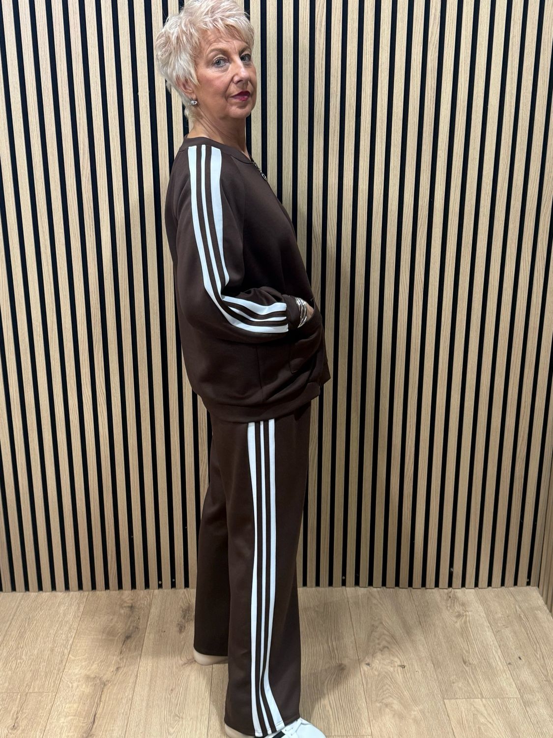 Sporty Stripe Co-Ord Set - Chocolate