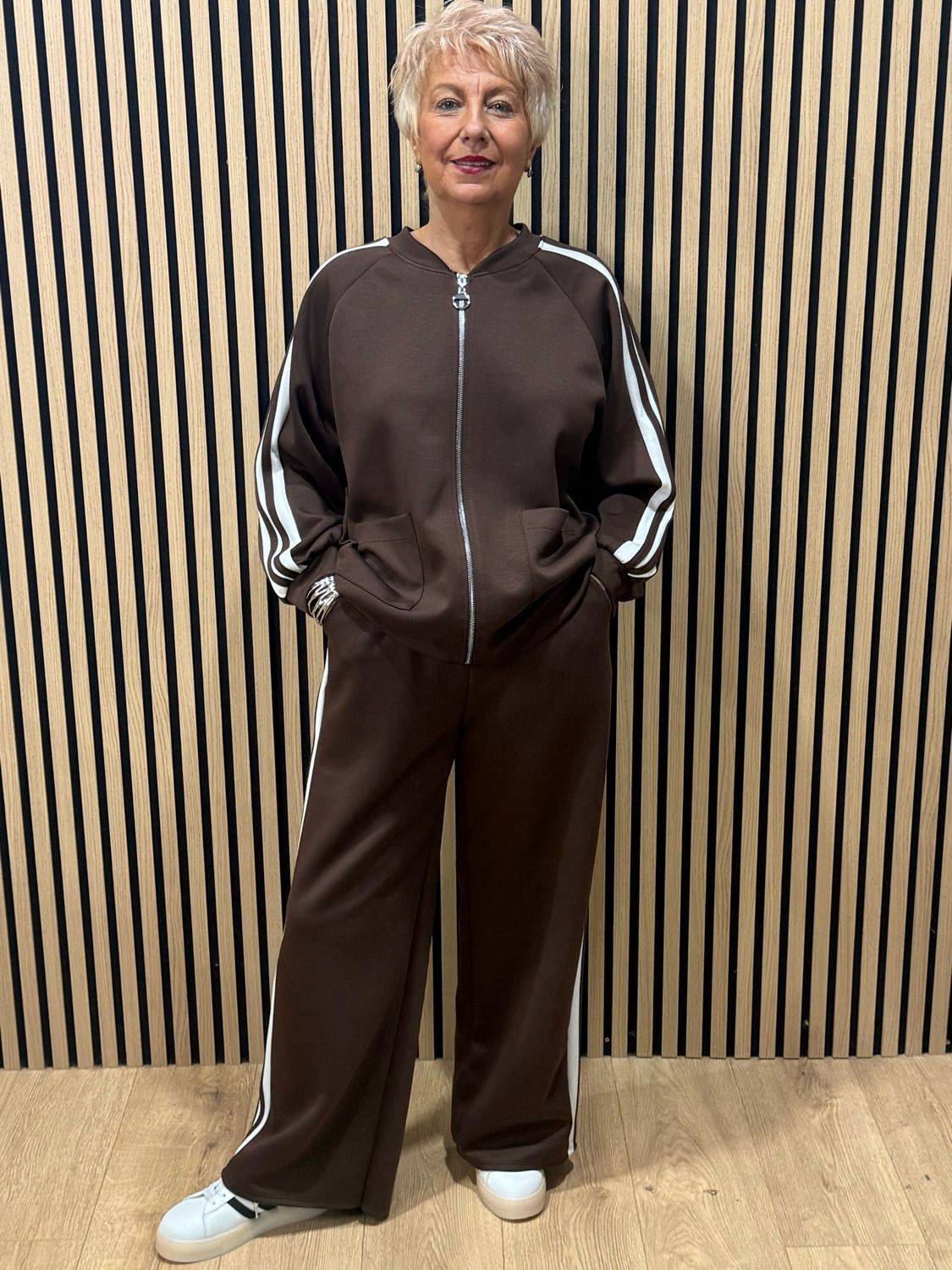 Sporty Stripe Co-Ord Set - Chocolate