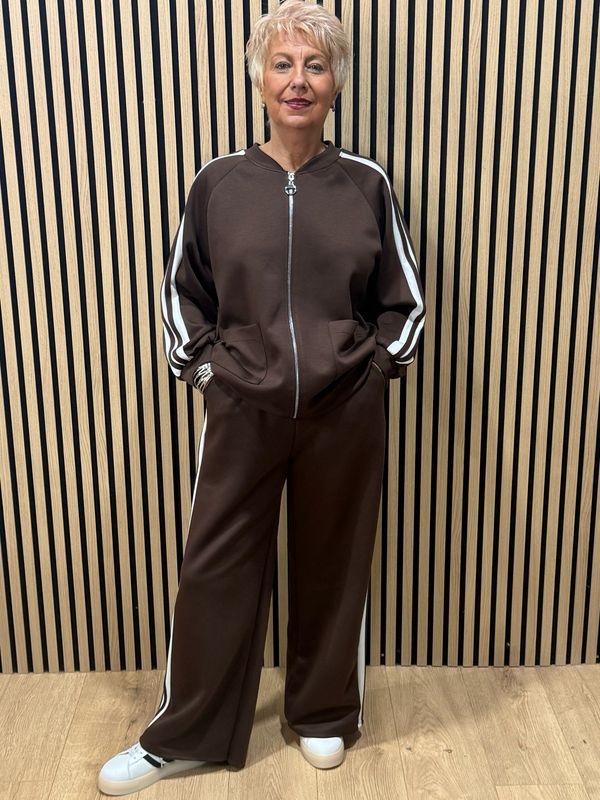 Sporty Stripe Co-Ord Set - Chocolate