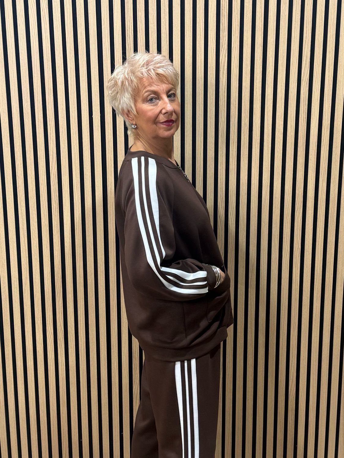 Sporty Stripe Co-Ord Set - Chocolate