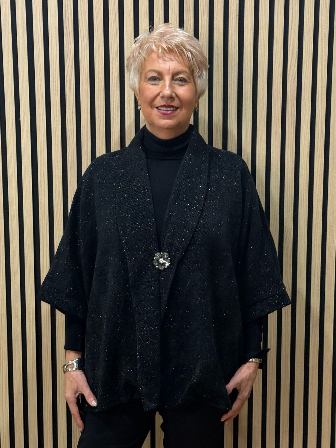 Sparkle Brooch Detail Jacket - Black