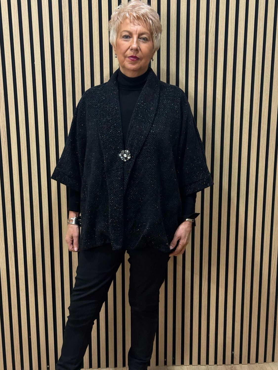 Sparkle Brooch Detail Jacket - Black