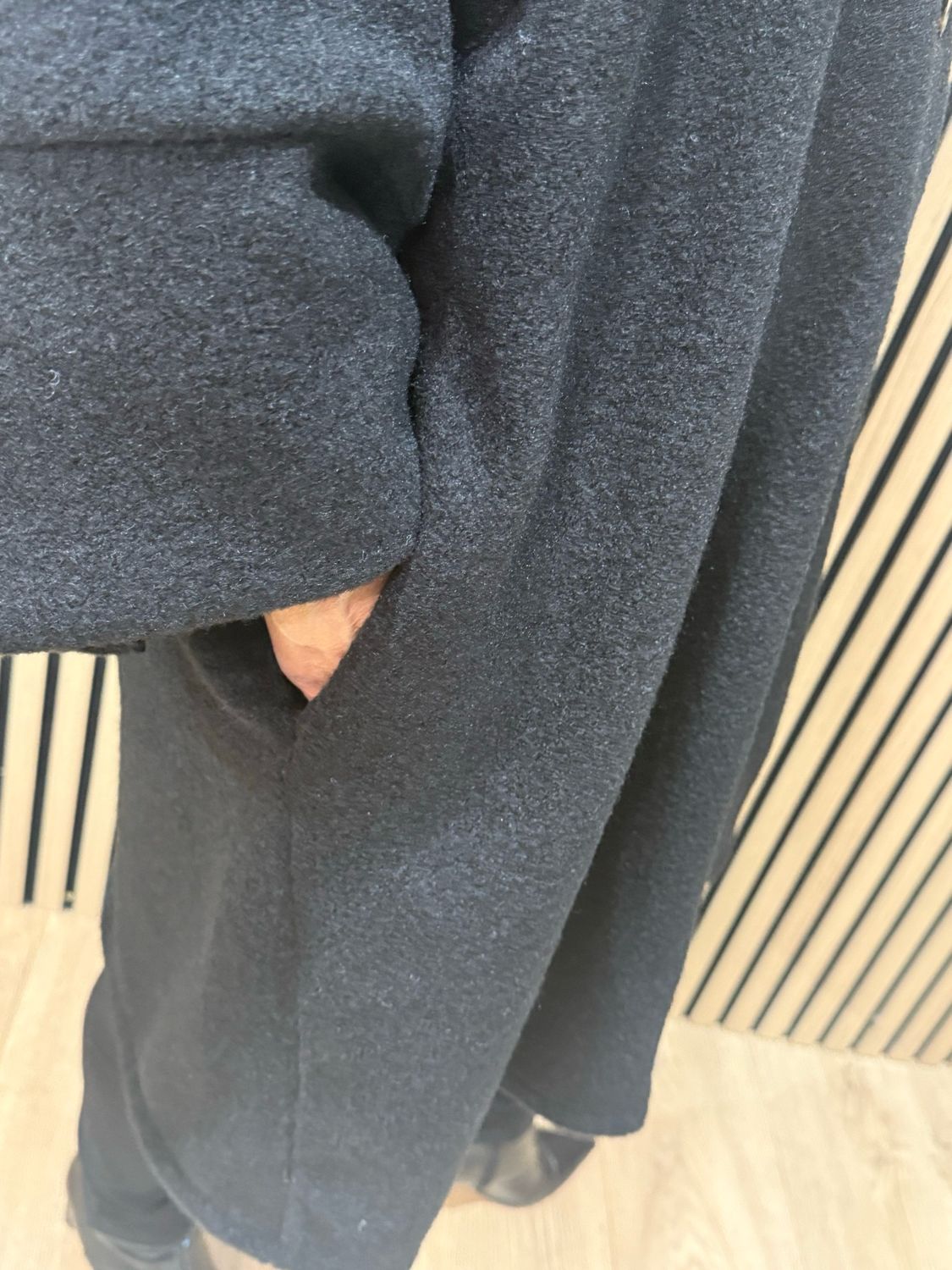 Oversized Button Detail Coat - Black