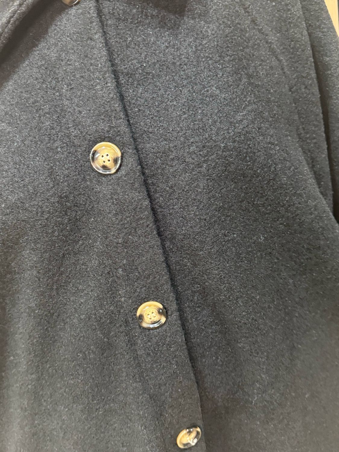 Oversized Button Detail Coat - Black