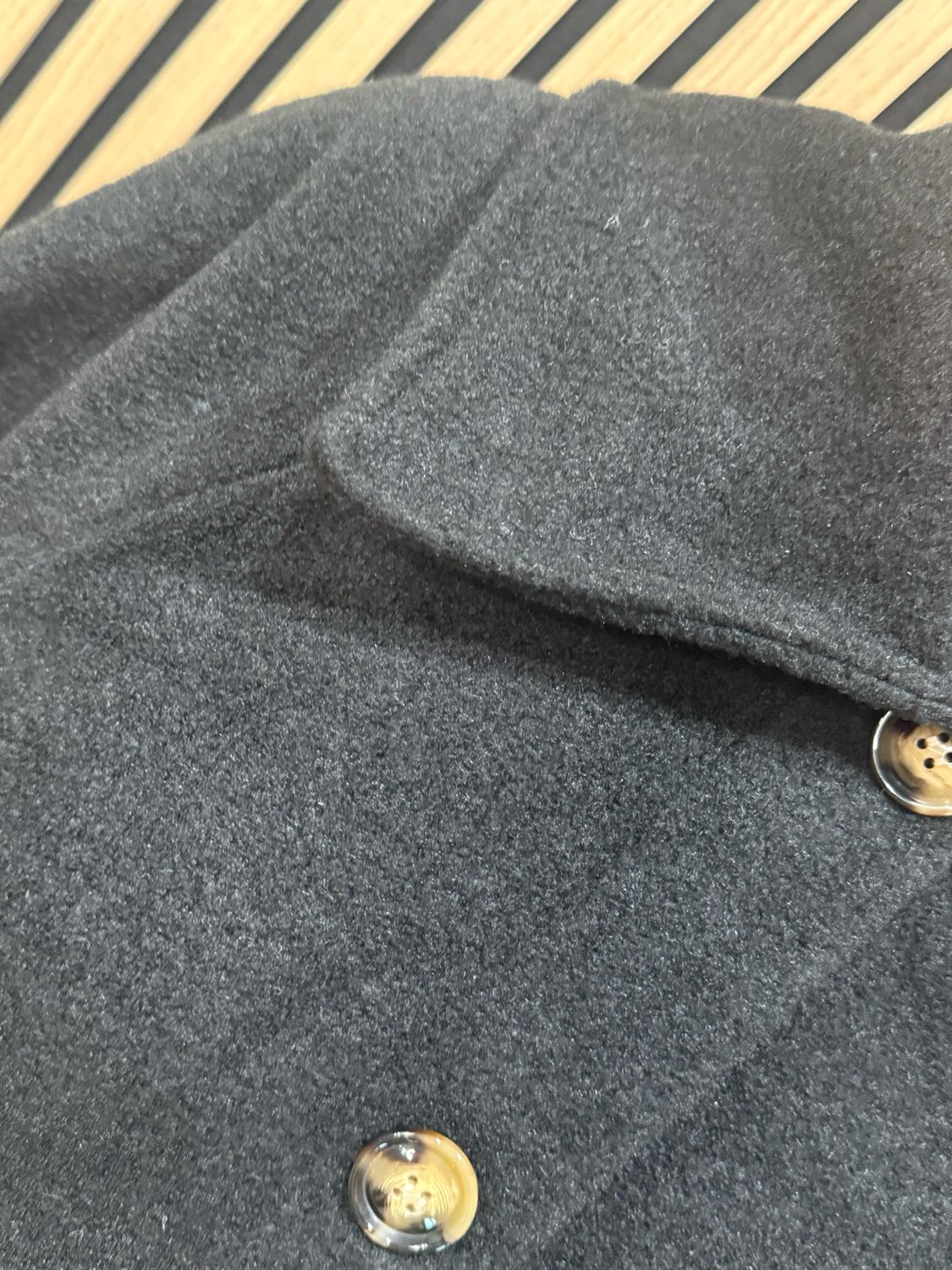 Oversized Button Detail Coat - Black
