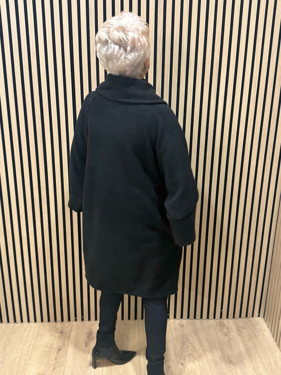 Oversized Button Detail Coat - Black