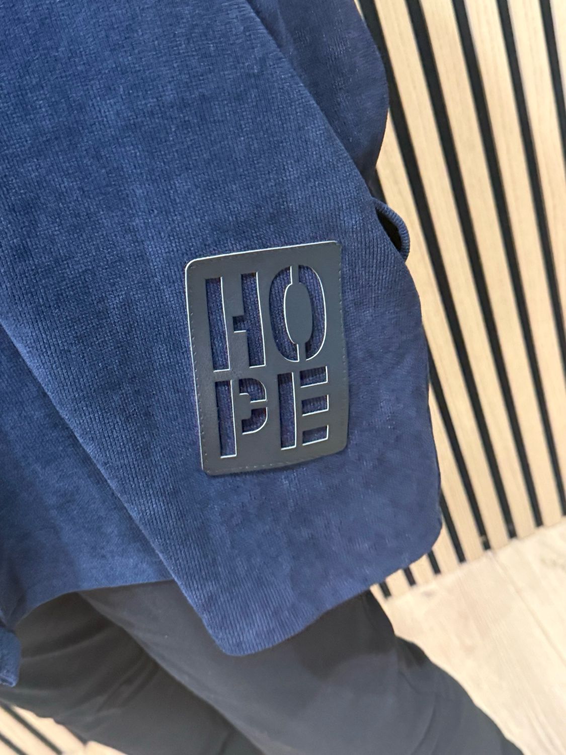 Oversized Hope Detail Zip-Up Hooded Jumper - Navy