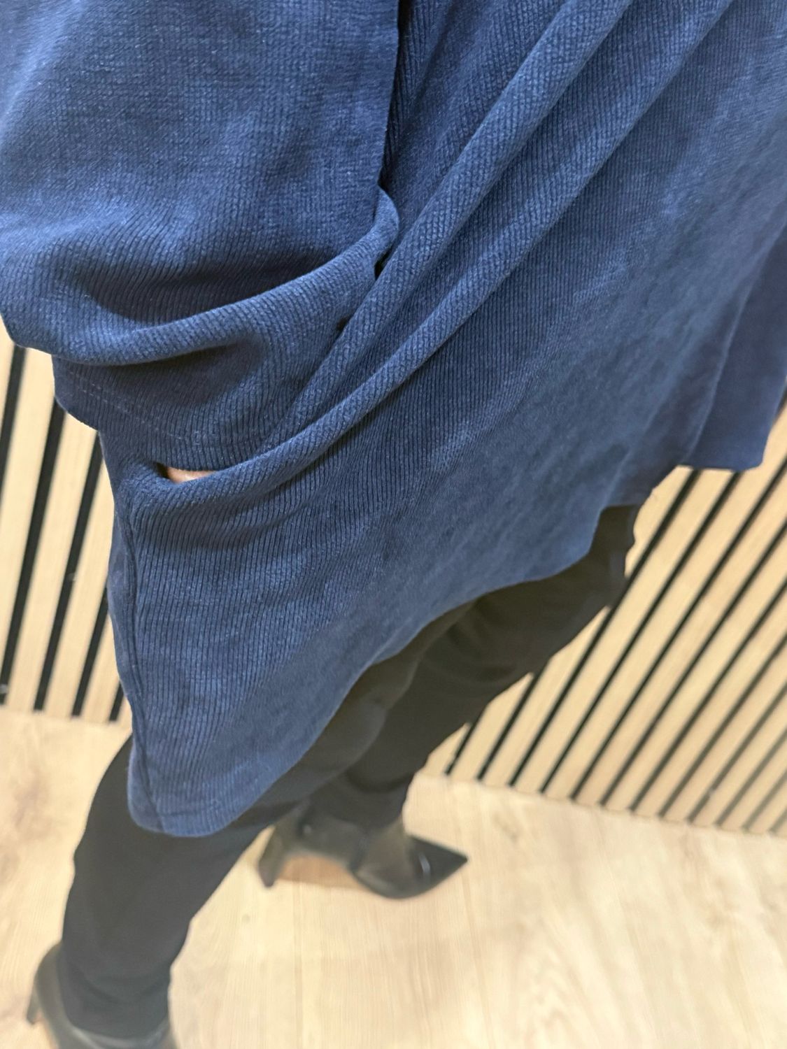 Oversized Hope Detail Zip-Up Hooded Jumper - Navy