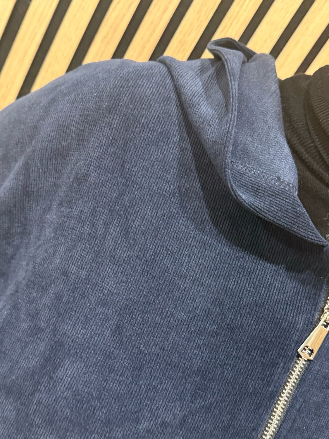 Oversized Hope Detail Zip-Up Hooded Jumper - Navy