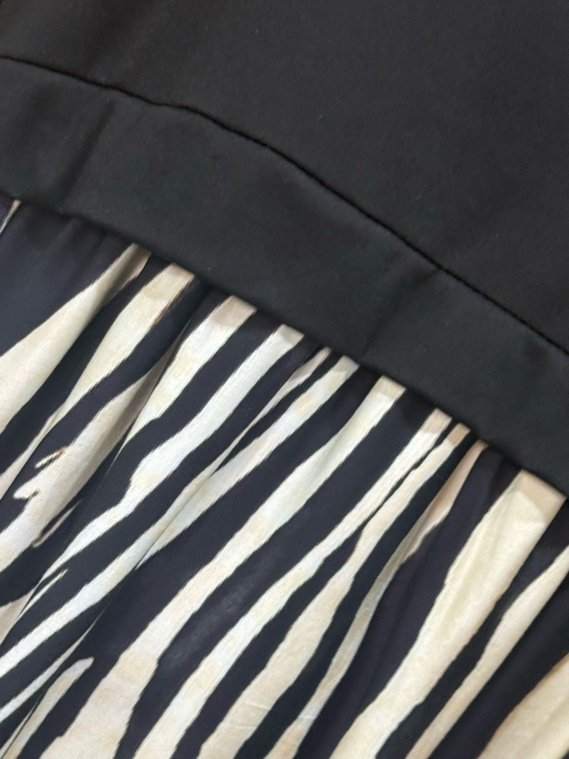 Abstract Print Layered Midi Dress - Black &amp; Cream
