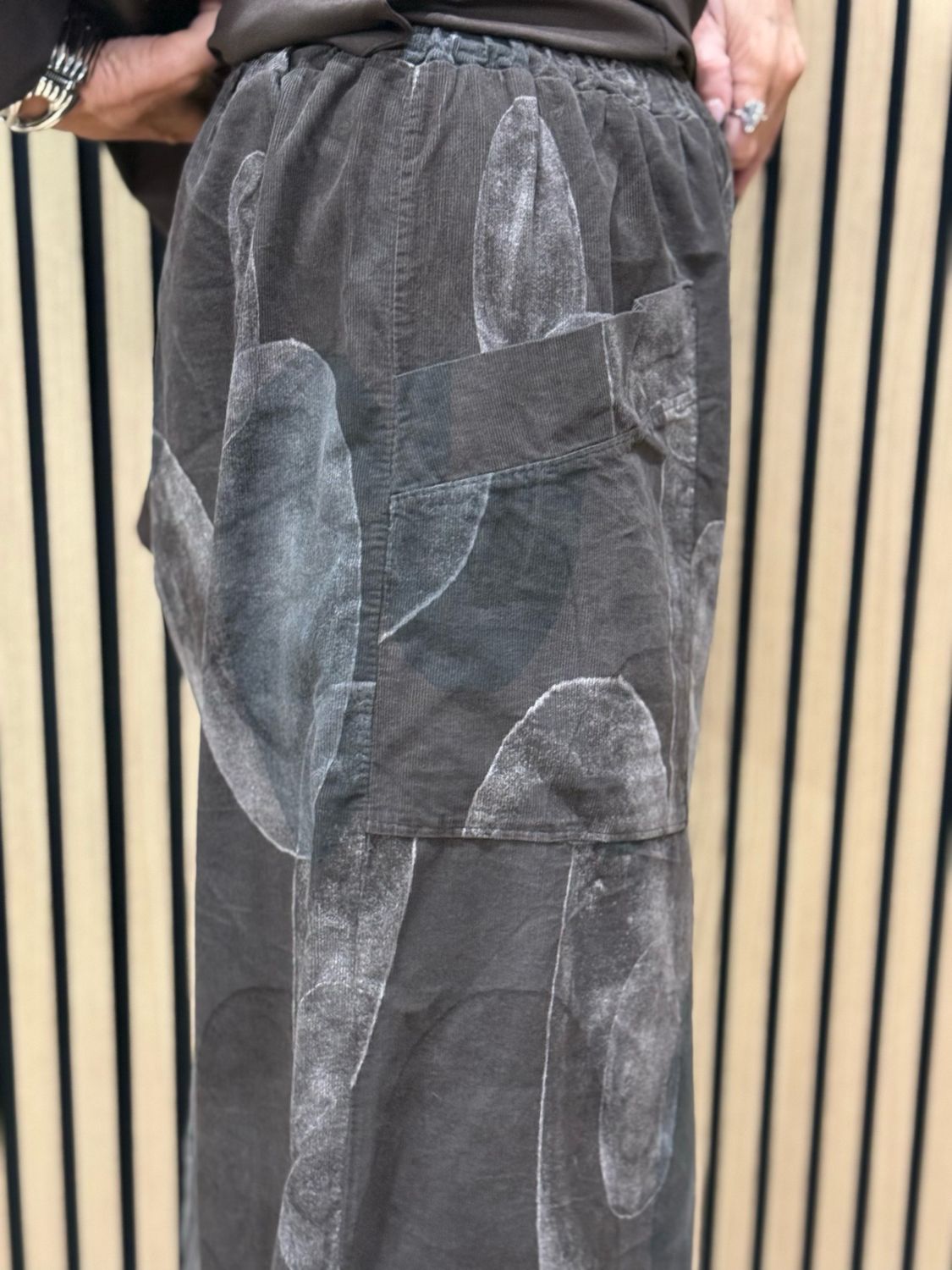 Abstract Print Tulip Bottom Trousers - Chocolate