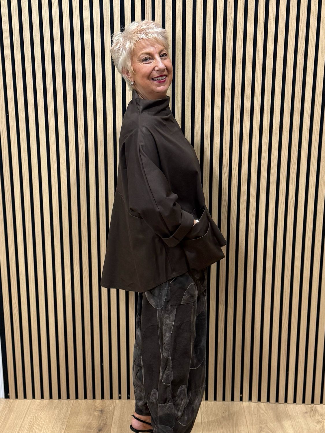 Abstract Print Tulip Bottom Trousers - Chocolate