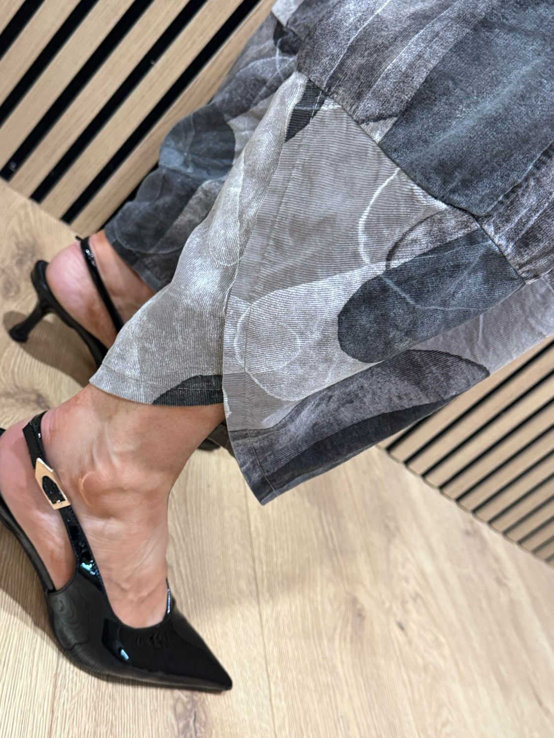 Abstract Print Tulip Bottom Trousers - Stone