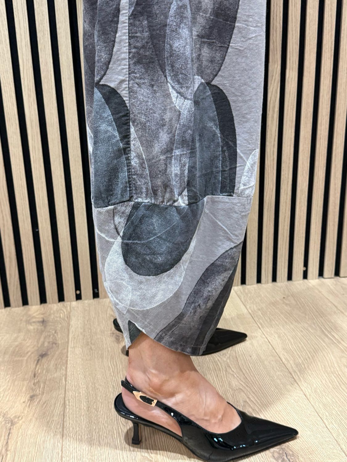Abstract Print Tulip Bottom Trousers - Stone