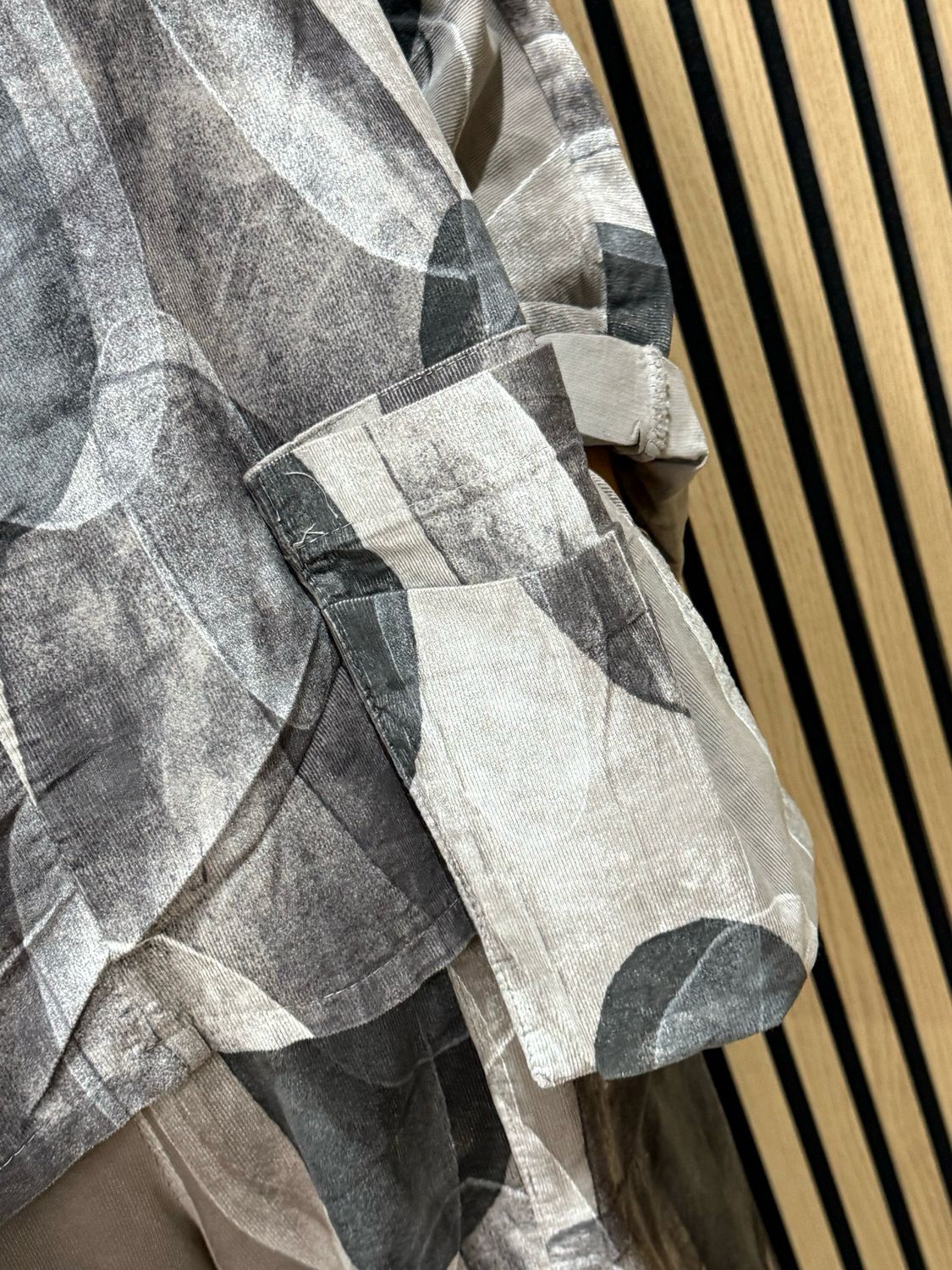 Abstract Print Cowl Neck Top &amp; Tulip Bottom Co-Ord- Stone