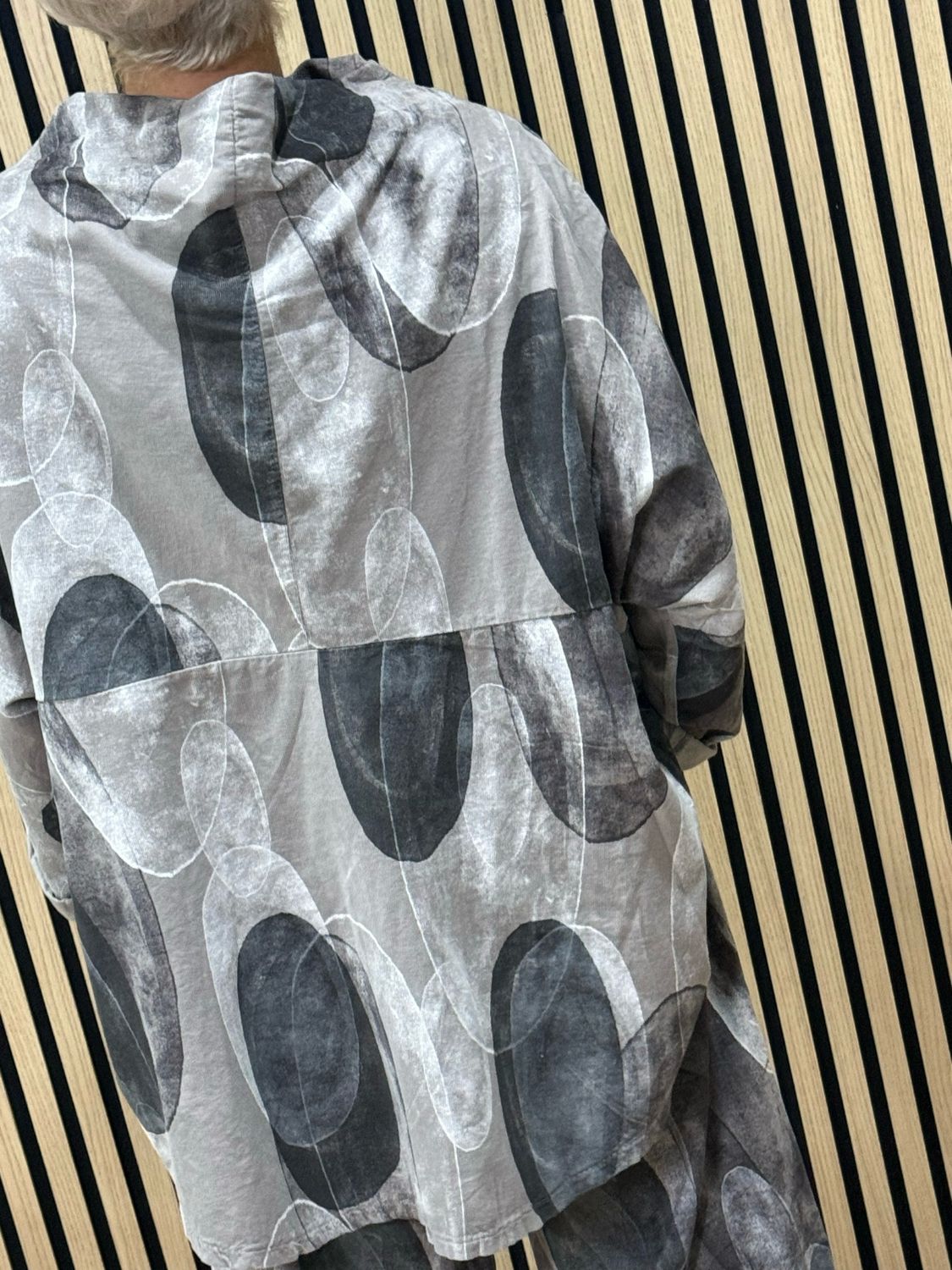 Abstract Print Cowl Neck Top &amp; Tulip Bottom Co-Ord- Stone