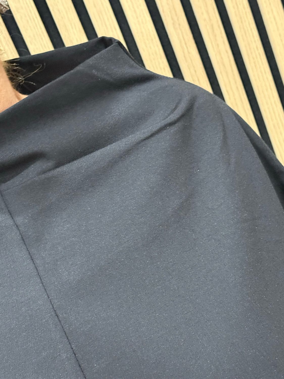 Oversized Cowl Neck Pocket Top - Black