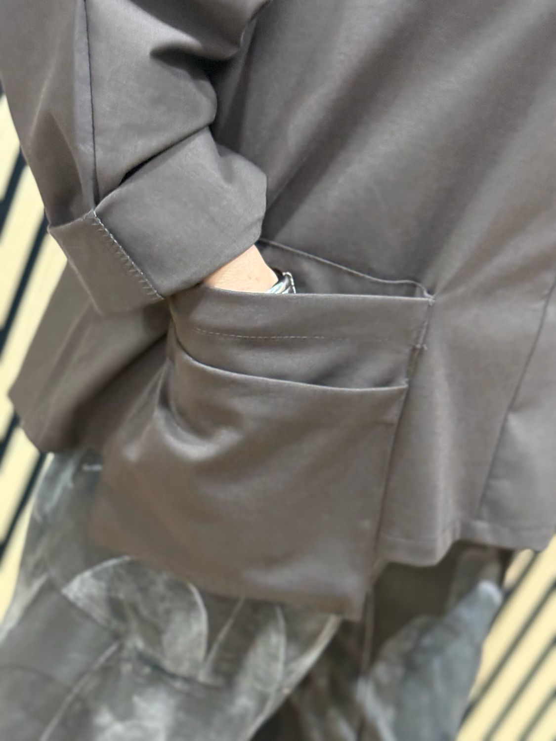 Oversized Cowl Neck Pocket Top - Chocolate