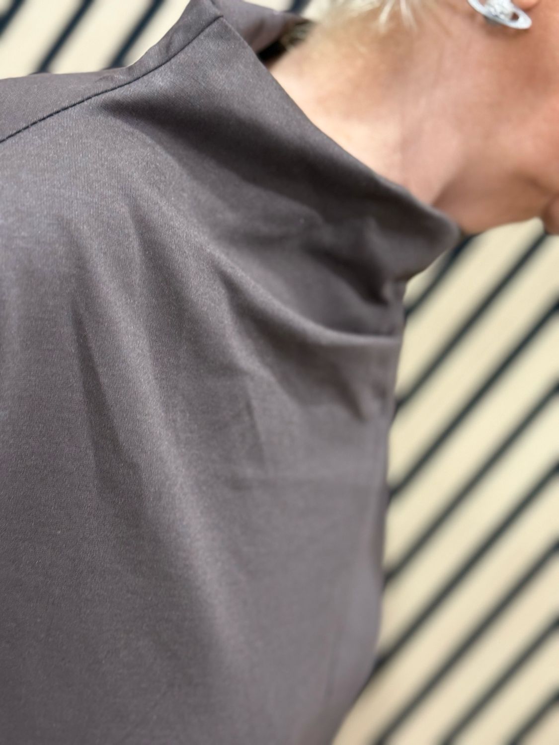 Oversized Cowl Neck Pocket Top - Chocolate