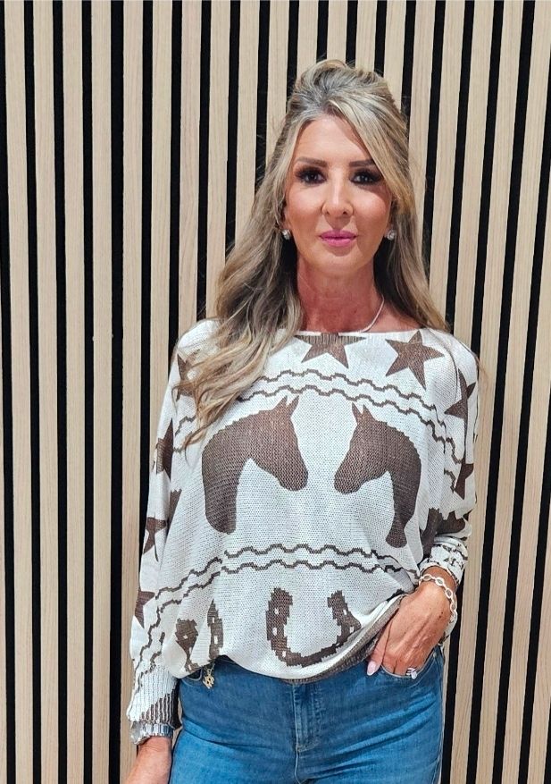 Equestrian Shimmer Knit Top