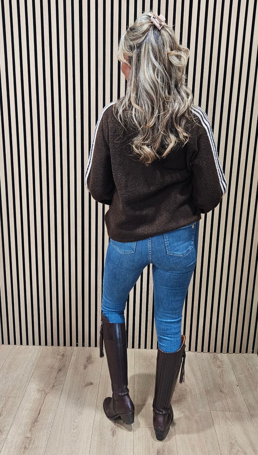 Star &amp; Stripe Knit Jumper - Chocolate